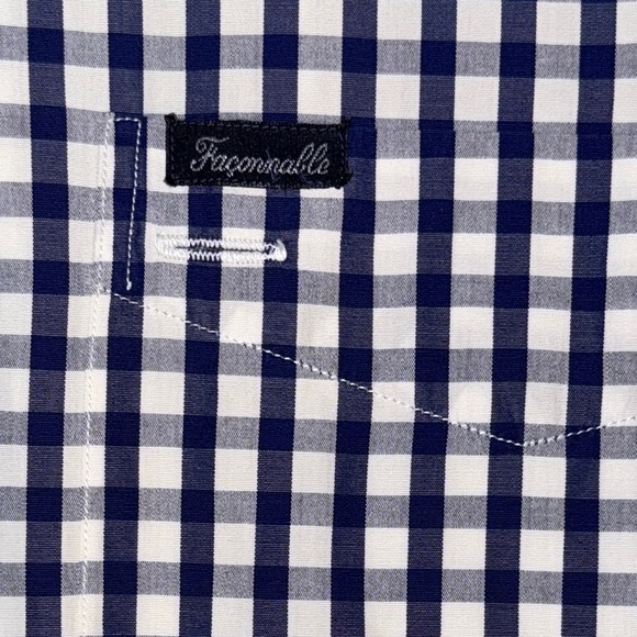 Faconnable Men’s Button-Down Shirt Small Blue White Check 100% Cotton - Picture 8 of 8
